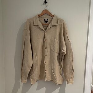 Tommy Bahama Tan Button-Up Shirt Waffle Weave XL